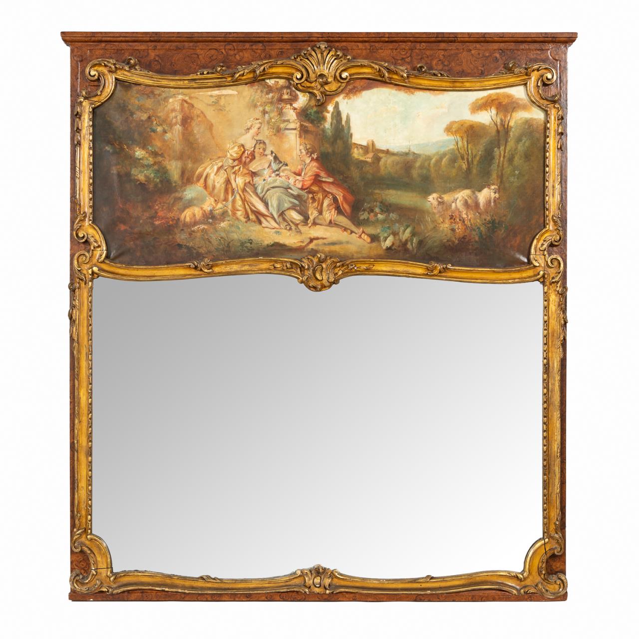 LOUIS XV STYLE TRUMEAU MIRROR WITH