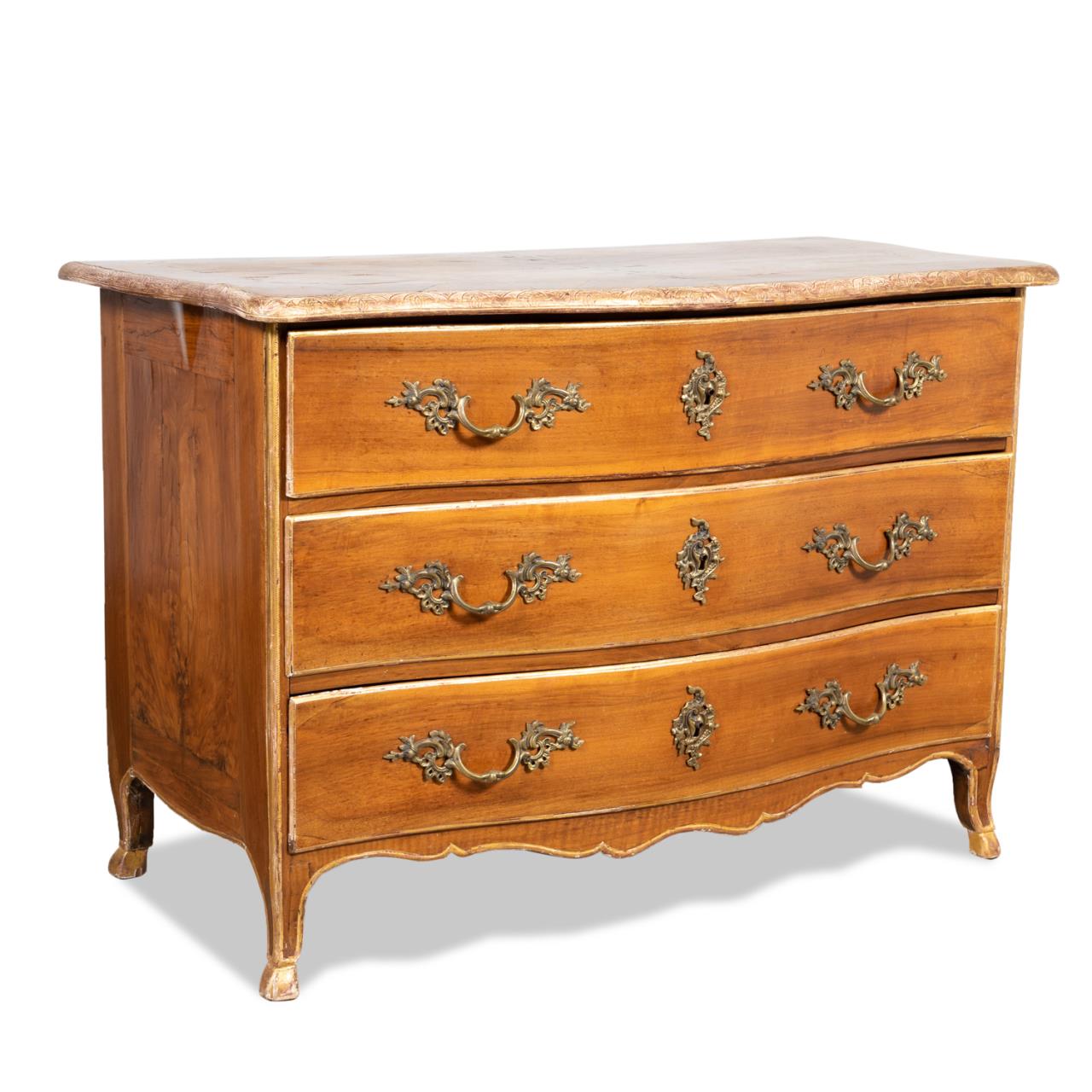 FRENCH ROCOCO THREE-DRAWER WALNUT