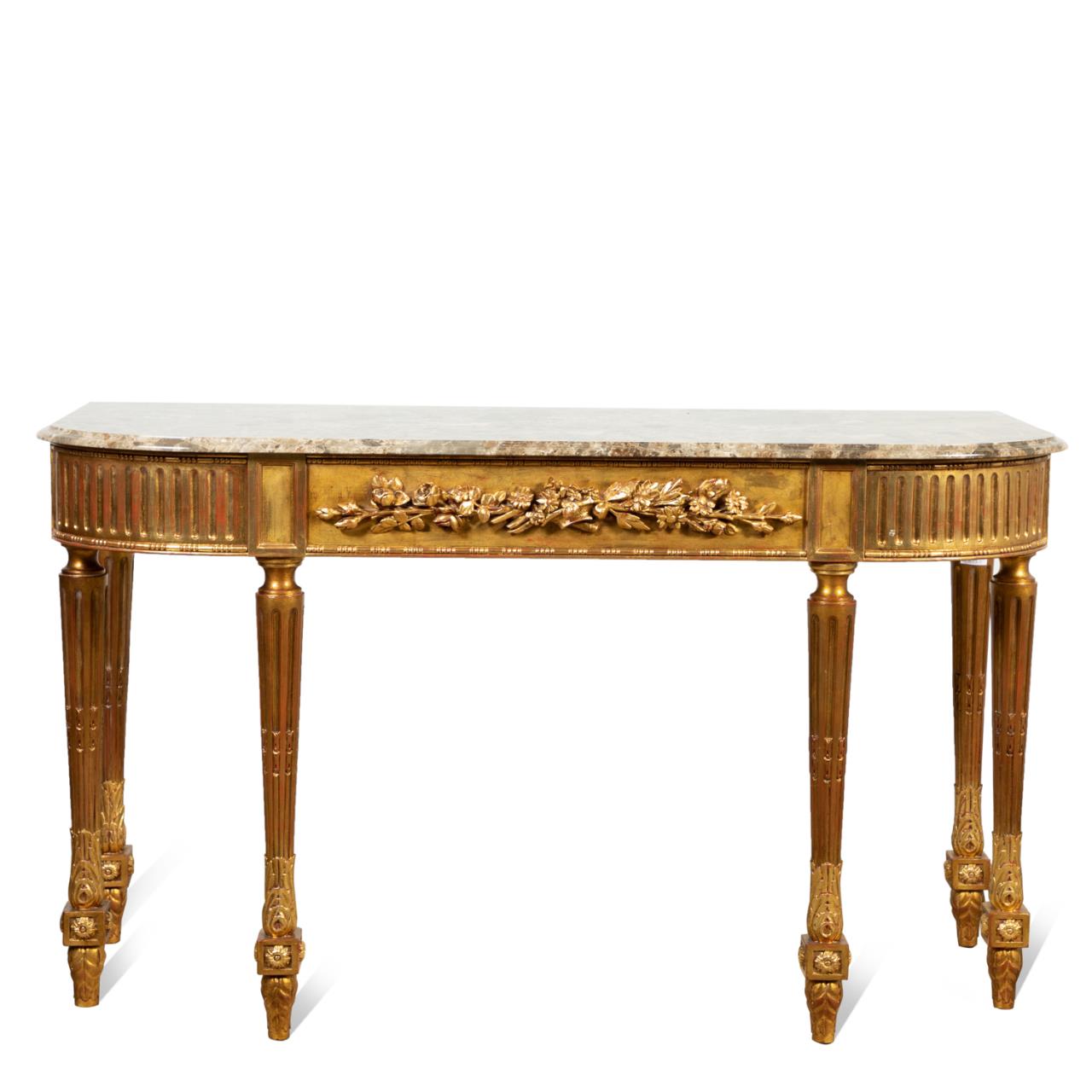 NEOCLASSICAL STYLE MARBLE TOP GILTWOOD
