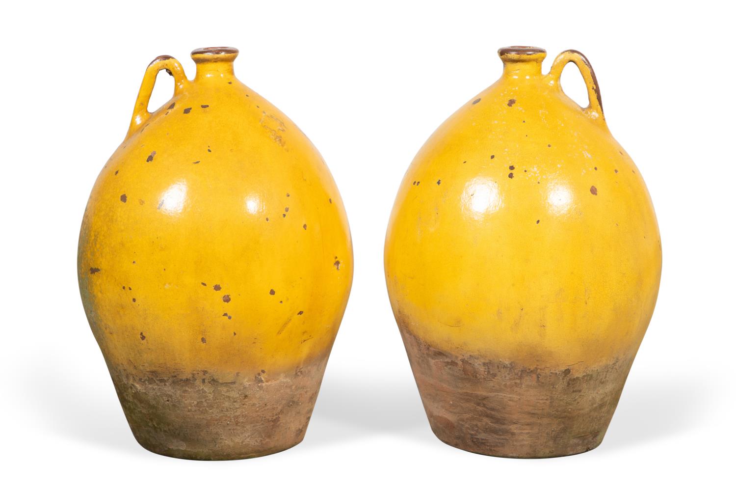 PR., LARGE YELLOW GLAZED BULBOUS POTTERY