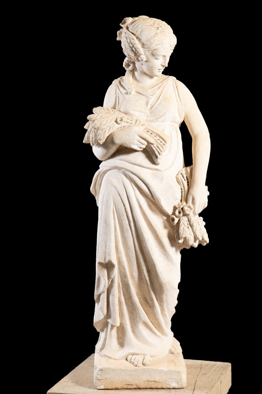 OUTDOOR STONE ALLEGORICAL GARDEN FIGURE