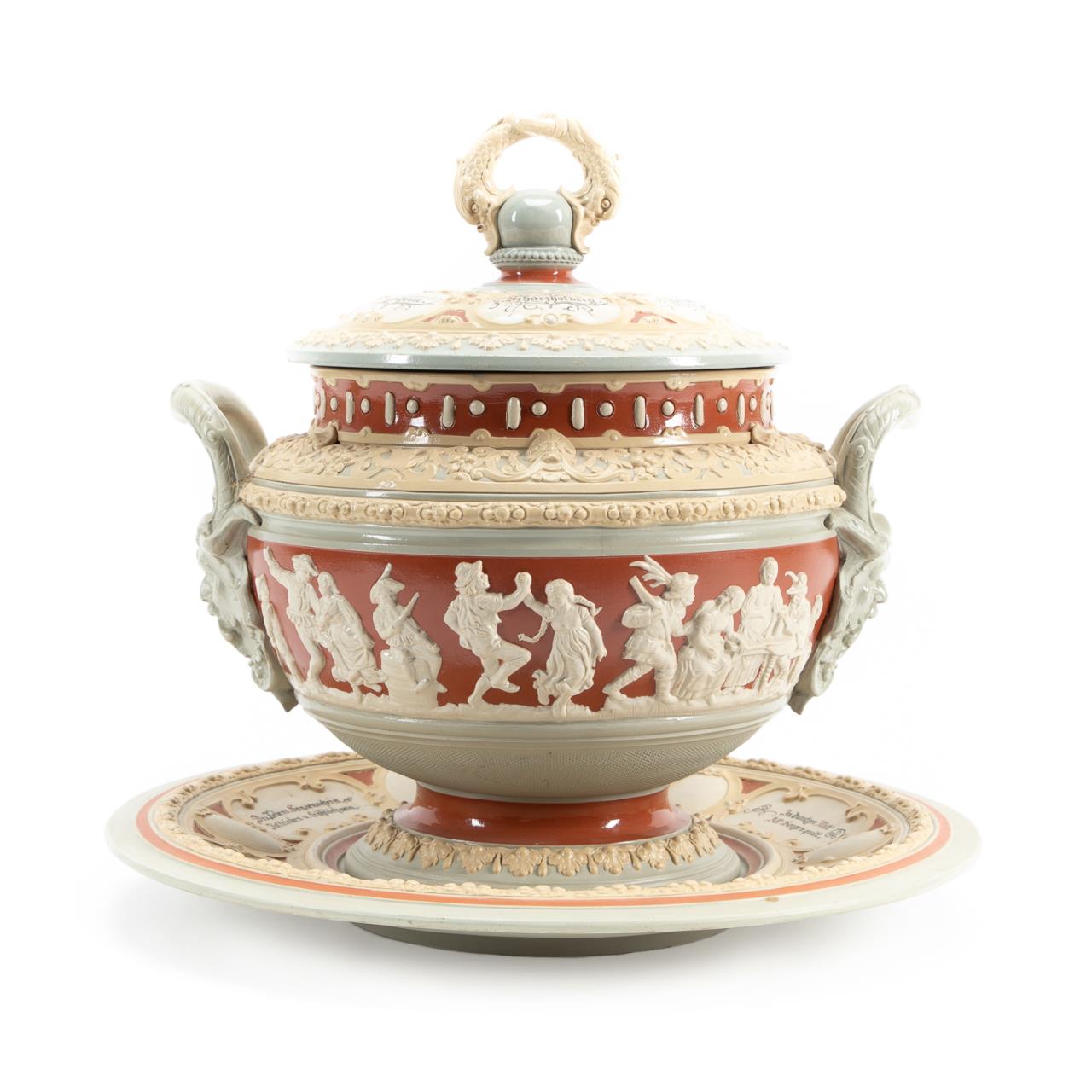 METTLACH STONEWARE LIDDED PUNCH 35837a