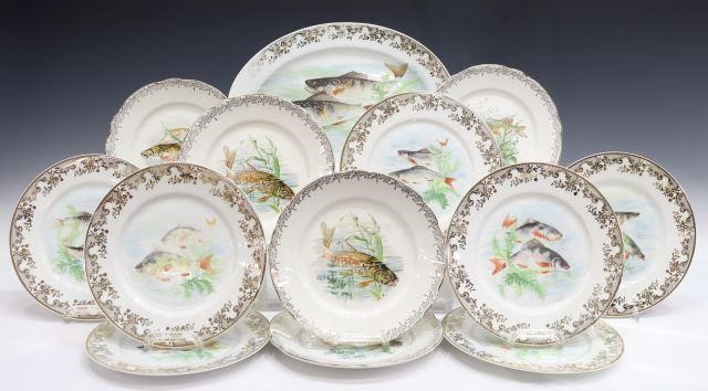  17 FRENCH PORCELAIN FISH PLATES 35837f