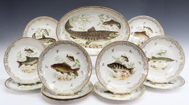  12 FRENCH LIMOGES FISH PLATES 358380