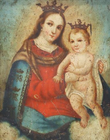 OIL ON TIN RETABLO, OUR LADY OF REFUGE,