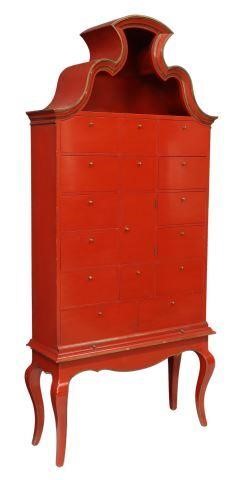 QUEEN ANNE STYLE RED LACQUER CHEST 3583e0