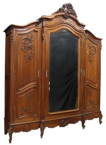 FRENCH LOUIS XV STYLE WALNUT MIRRORED 3583db