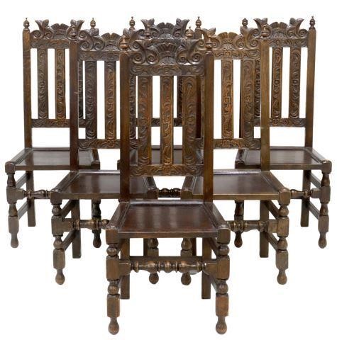  6 ENGLISH CARVED OAK DINING SIDE 358437