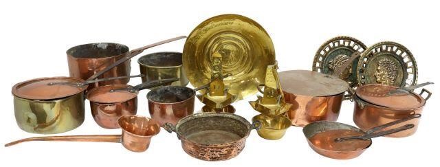  21 FRENCH COPPER BRASS KITCHENWARE  358456