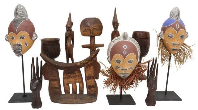 (11) AFRICAN TRIBAL CARVINGS, FACE