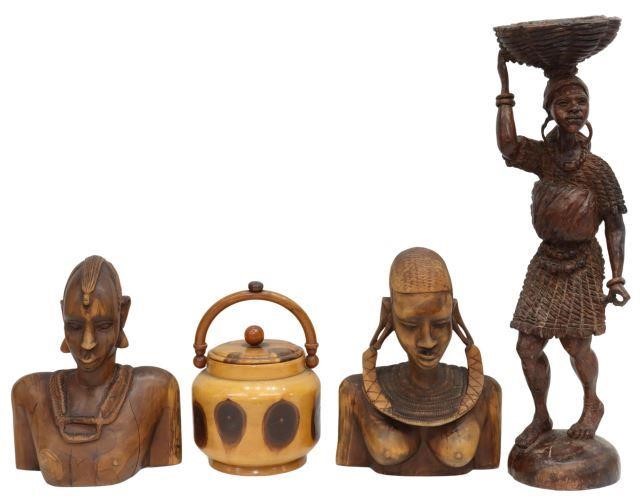  4 AFRICAN CARVED FIGURES LIDDED 358463