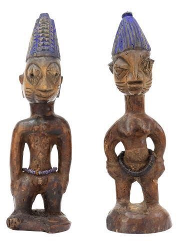 (2) AFRICAN YORUBA  CARVED ERE