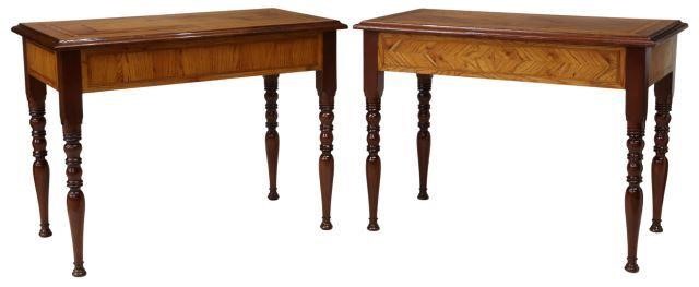 (2) MAHOGANY & ROSEWOOD PARQUETRY-TOP
