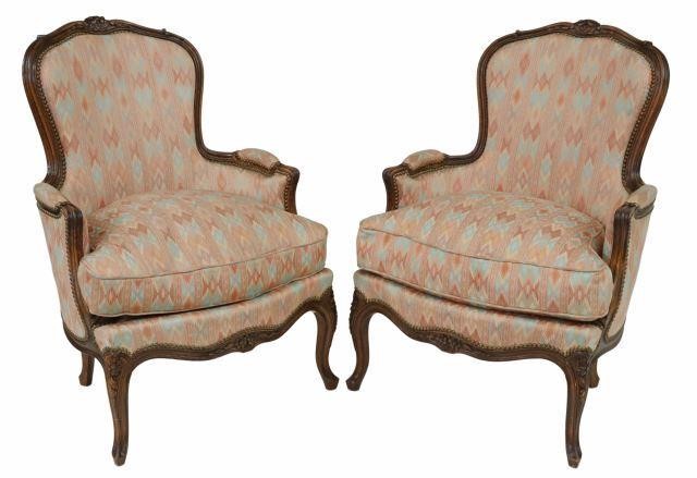  2 FRENCH LOUIS XV STYLE UPHOLSTERED 358476