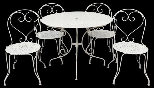  5 FRENCH PAINTED IRON PATIO TABLE 35847c