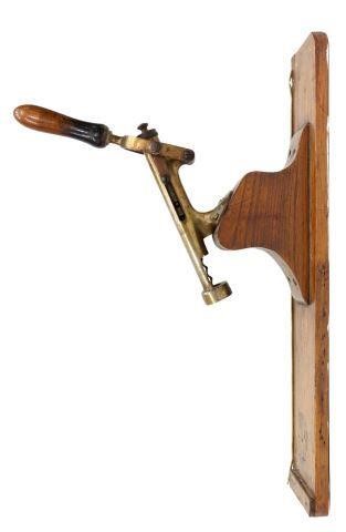 FRENCH OAK-BACKED WALL MOUNTED CORKSCREWFrench