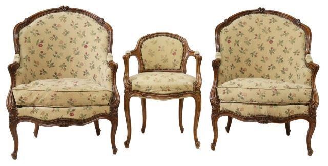  3 FRENCH LOUIS XV STYLE UPHOLSTERED 3584a6