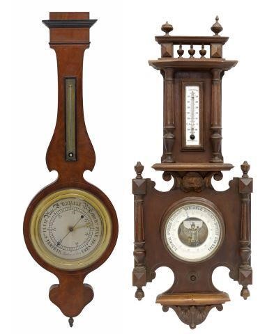 2 FRENCH CARVED MAHOGANY BAROMETERS lot 3584a0