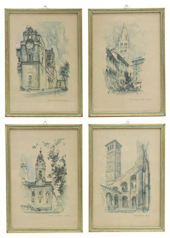  4 FRAMED ITALIAN ARCHITECTURAL 3584ce