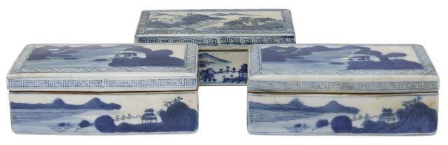  3 CHINESE BLUE WHITE PORCELAIN 3584e3