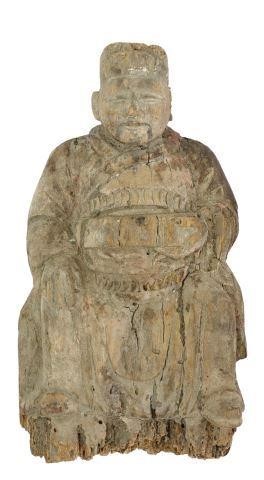 CHINESE CARVED WOOD TEMPLE FIGUREChinese 3584f2