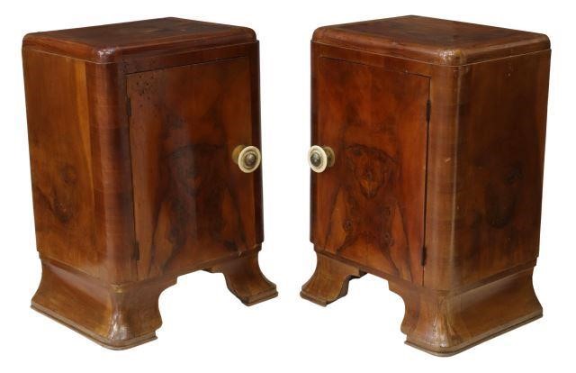 (2) ITALIAN ART DECO BURL WALNUT