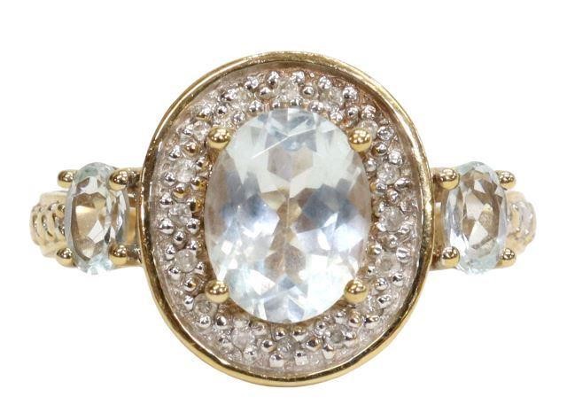 ESTATE 14KT GOLD DIAMOND AQUAMARINE 3585c6