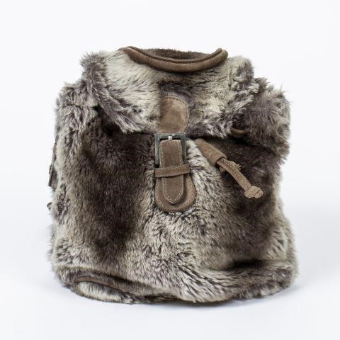 FENDI FAUX FUR BROWN SEUDE LEATHER 35860b