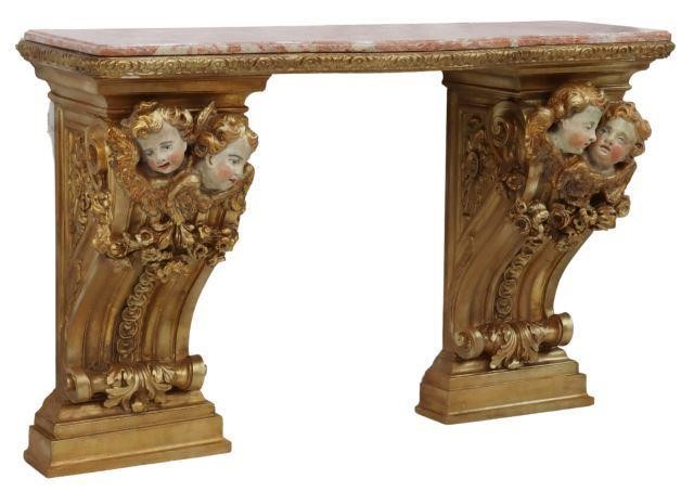 FRENCH MARBLE TOP GILTWOOD CONSOLE 3586fd