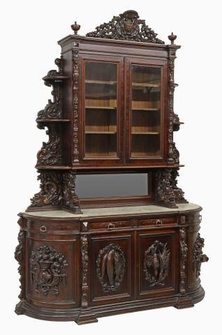 MONUMENTAL FRENCH CARVED MAHOGANY 3586fe