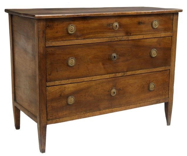 ITALIAN WALNUT THREE DRAWER COMMODE  35871a