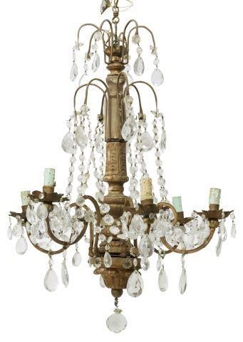 ITALIAN GILTWOOD & CRYSTAL SIX-LIGHT