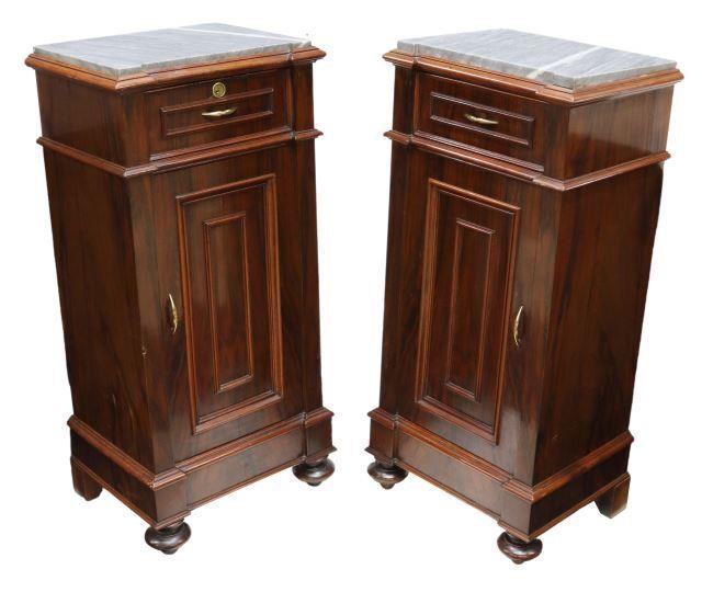 (2) ITALIAN MARBLE-TOP MAHOGANY