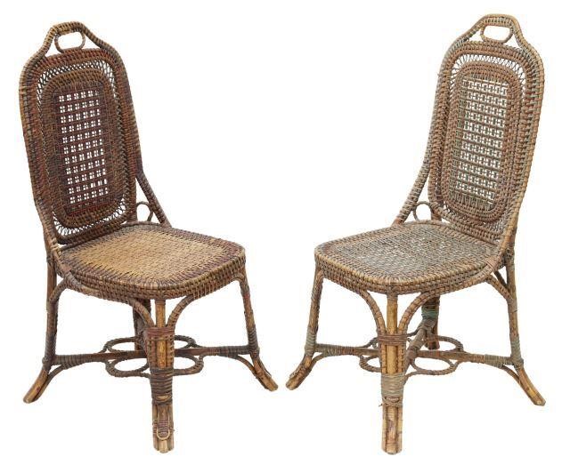  2 PERRET ET VIBERT BAMBOO RATTAN 3587ac