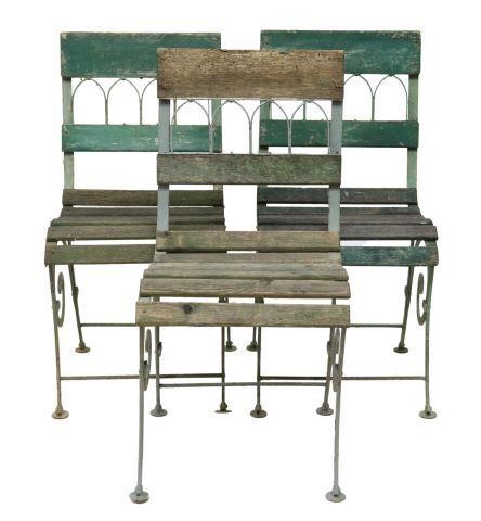 (3) FRENCH PAINTED IRON BISTRO