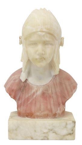 ART DECO CARVED ALABSTER FEMALE BUST