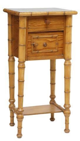 FRENCH MARBLE-TOP PINE & FAUX BAMBOO