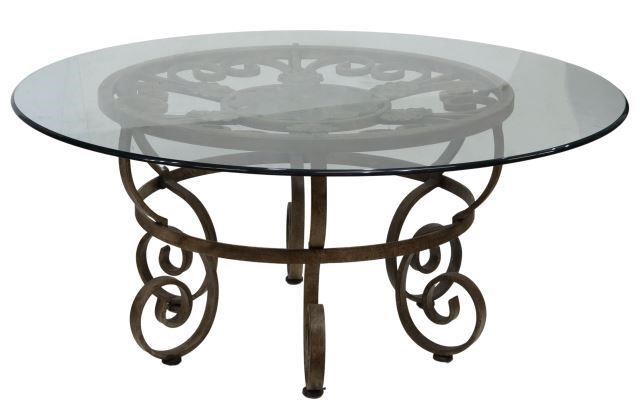 GLASS TOP WROUGHT IRON ROUND COFFEE 3587e2