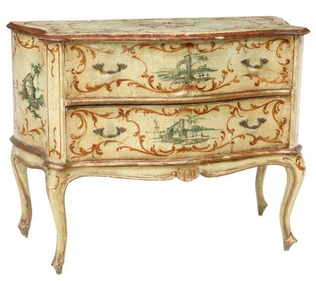 VENETIAN PAINT DECORATED TWO-DRAWER