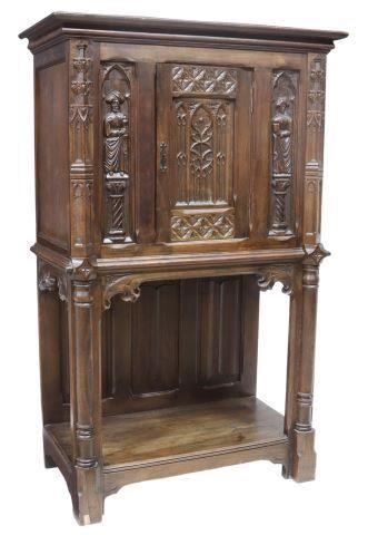 FRENCH GOTHIC REVIVAL CARVED OAK 35885e