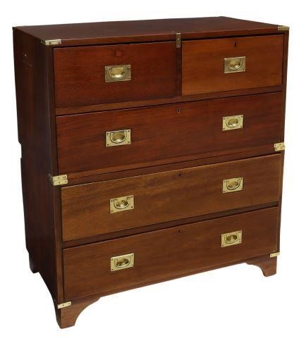 ENGLISH CAMPAIGN  MAHOGANY CHEST-ON-CHESTEnglish