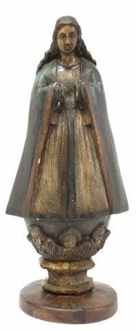 CARVED SANTO ALTAR FIGURE OUR LADY OF