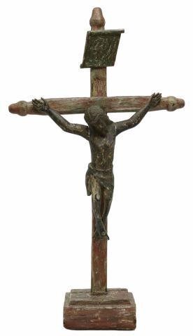 LARGE RELIGIOUS CARVED CRUCIFIX,