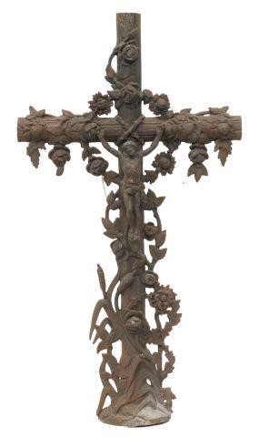 FRENCH CAST IRON CRUCIFIX CROSS,