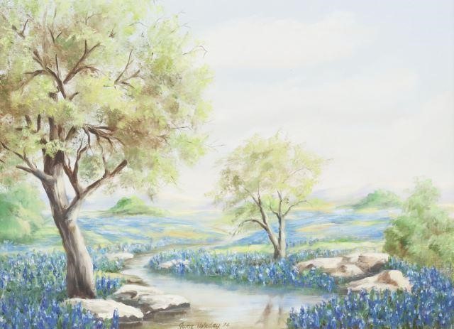 JUNE HOLADAY BLUEBONNET PAINTING  3588ad