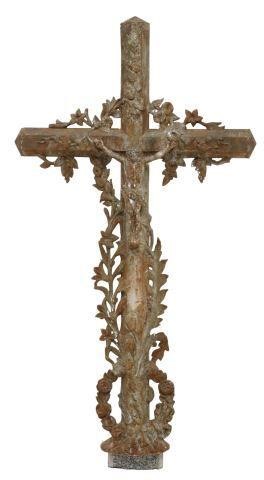 FRENCH CAST IRON CRUCIFIX CROSS,