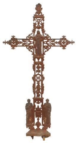 FRENCH CAST IRON CROSS CHRIST  3588a7