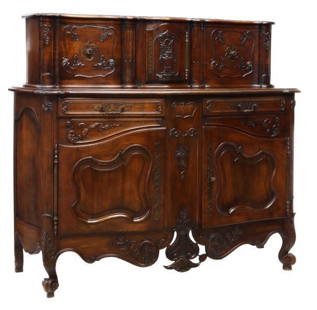 FRENCH LOUIS XV STYLE CARVED WALNUT