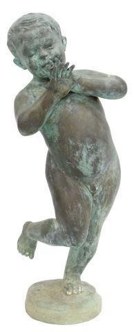 SIGNED E. FEDI BRONZE GARDEN PUTTO