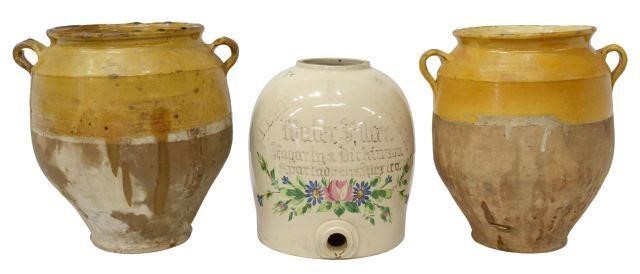  3 FRENCH CONFIT JARS MEXICAN 3588ee